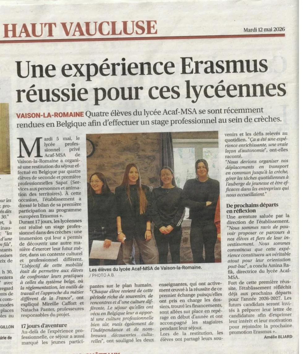 Photo 1 sur 1 : Erasmus+ à Namur : nos lycéennes dans Le Dauphiné