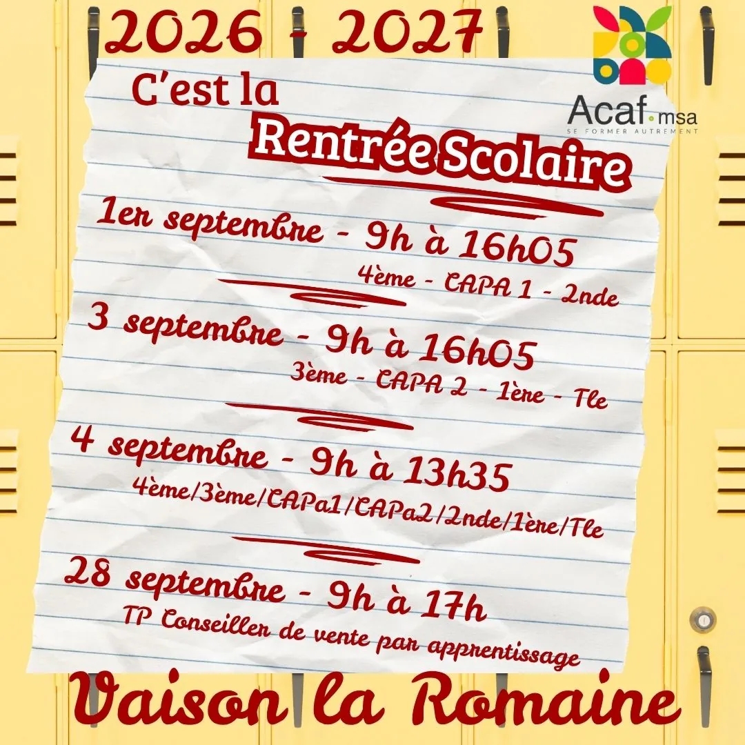 Photo 1 sur 1 : C'est la rentrée 2026-2027 !